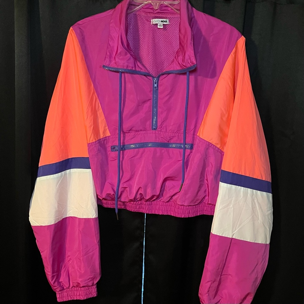 Fashion Nova Color Block Wind Breaker Jacket